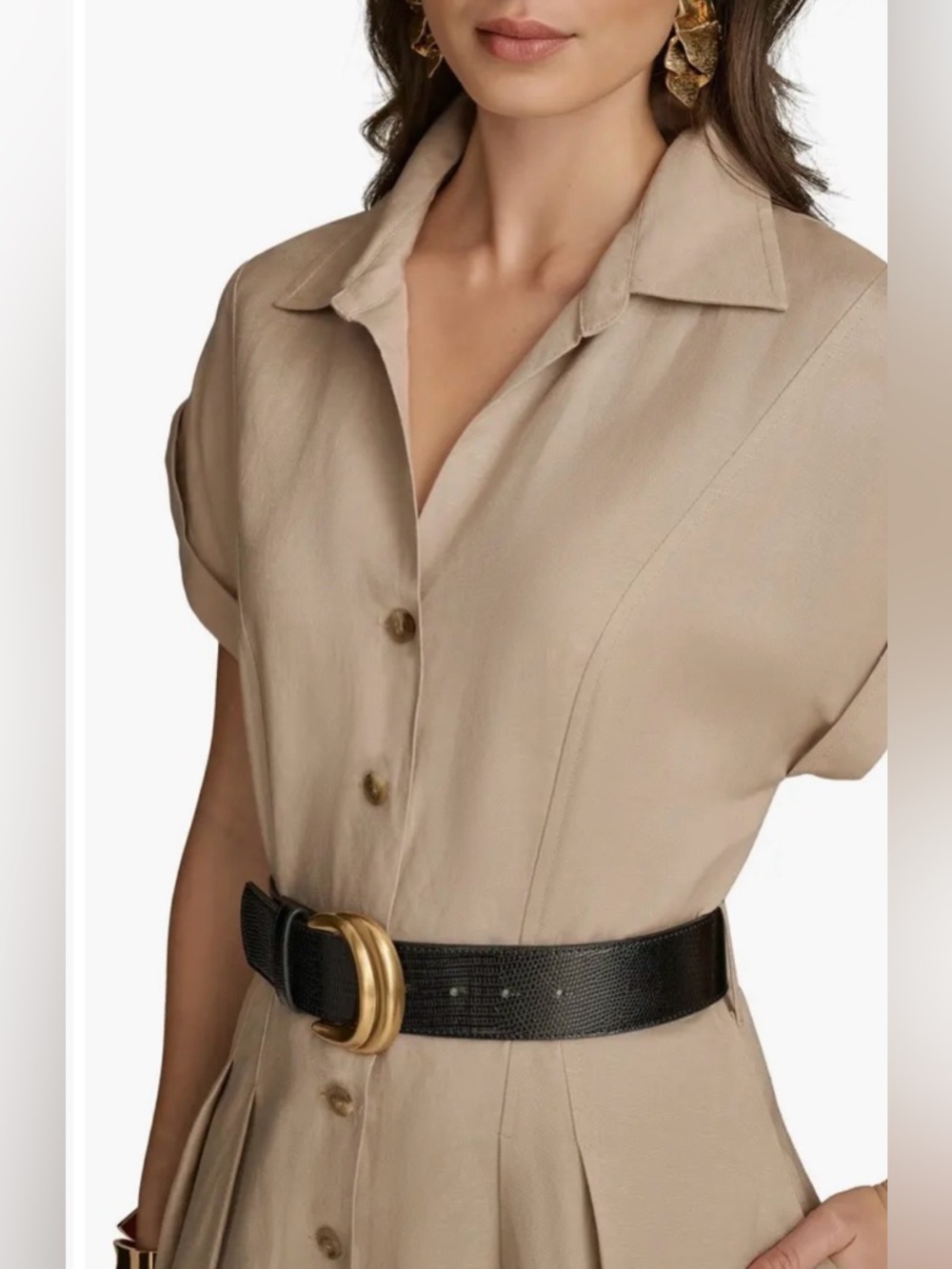 Donna Karan Beige Shirt Midi Dress size 8 - Picture 4 of 14
